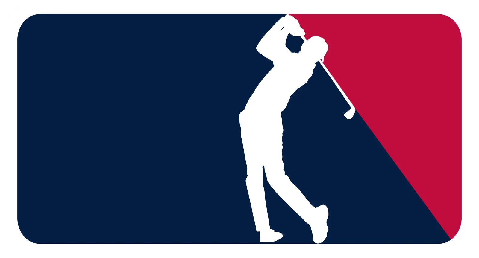 “Major League” emblem reworked as a golfer at the top of a swing.