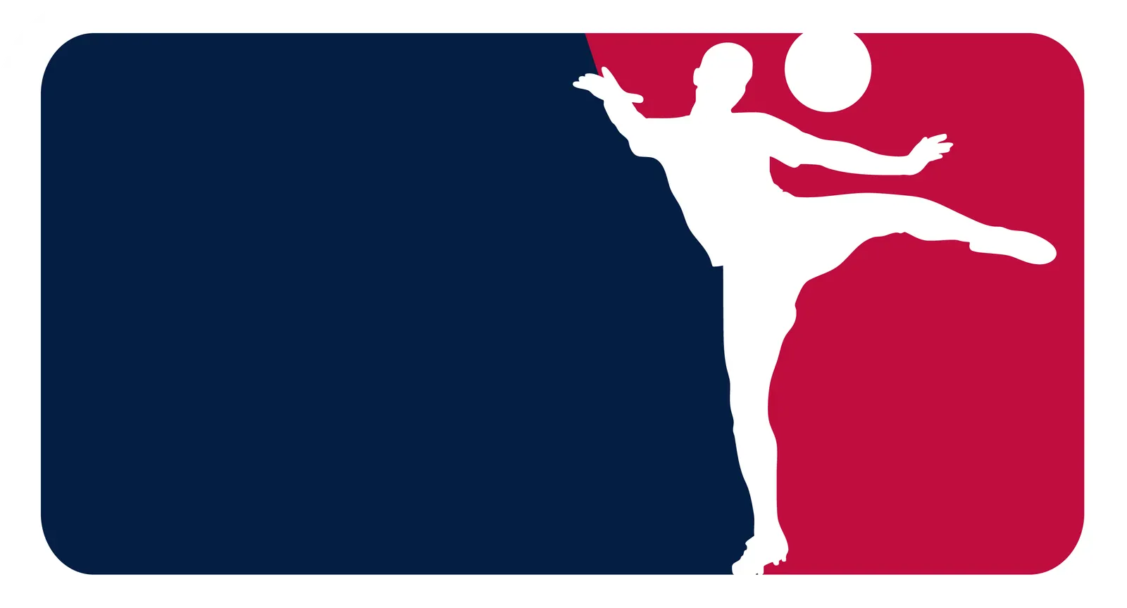 “Major League” emblem reworked as a footballer striking a ball.