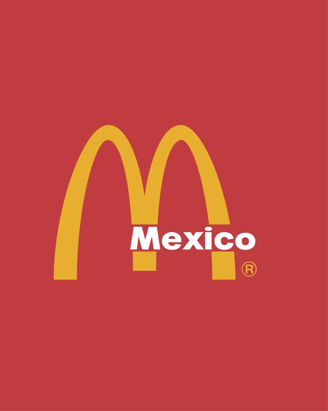 McDonald’s golden arches on red with “Mexico” set across them — a box-logo-style riff.